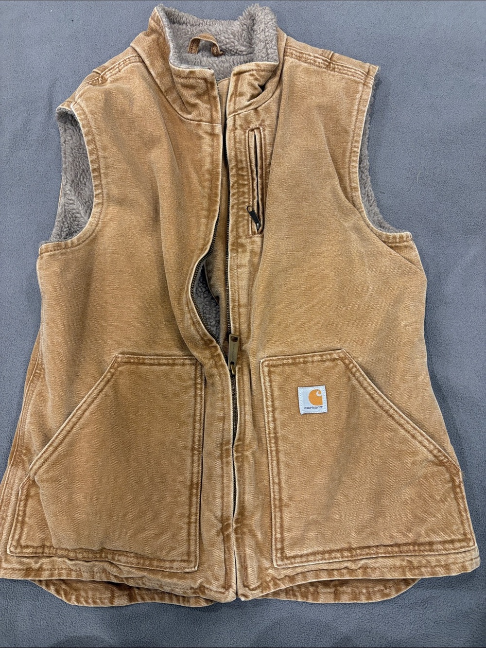 Carhartt Women’s Tan Sherpa-Lined Canvas Vest